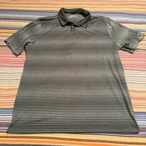 Nike Golf Tour Performance Mens XL Grey Striped Dri-FIT Short Sleeve Polo Shirt